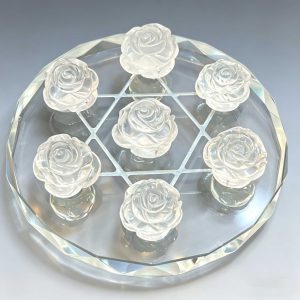 rose quartz rose crystal grid set